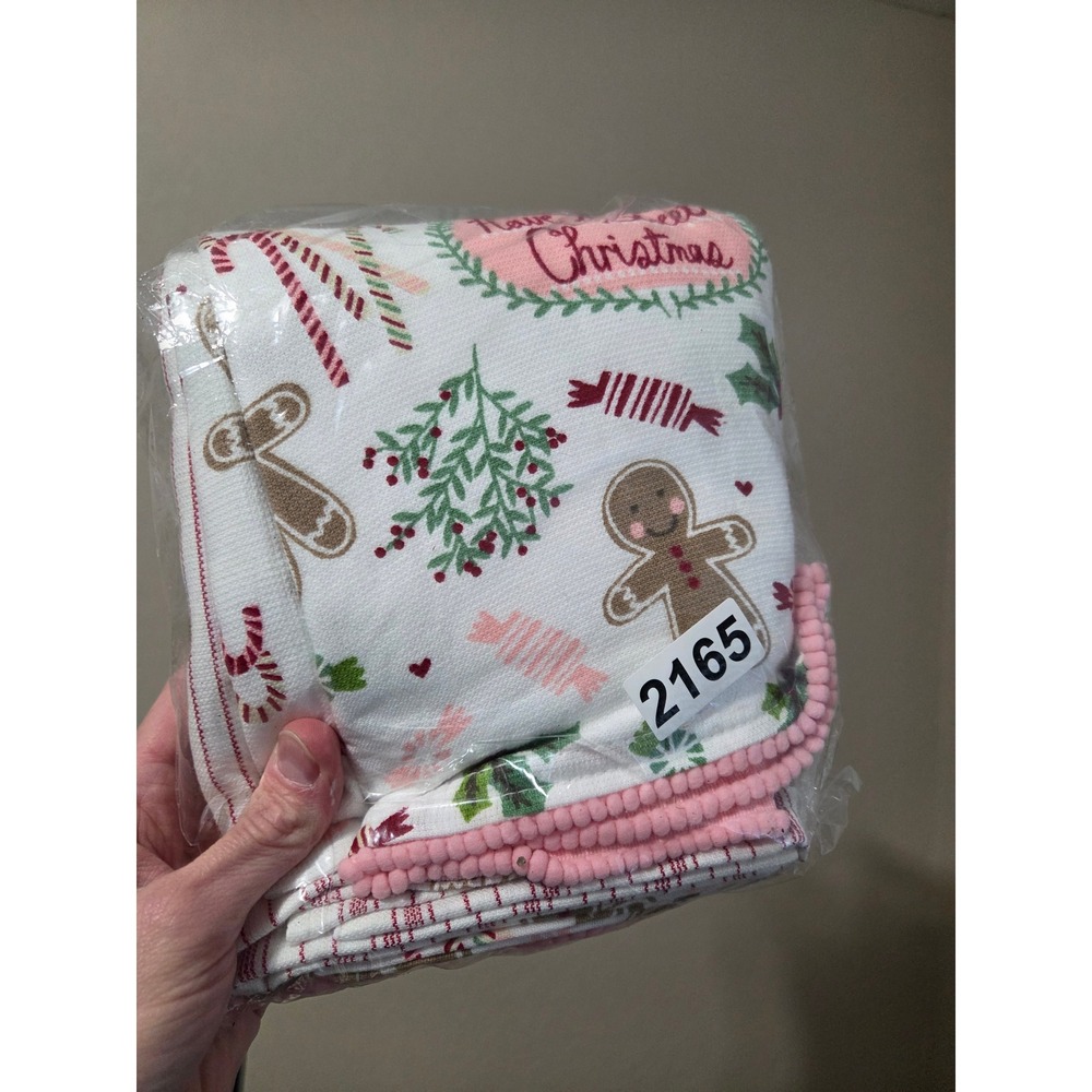 Pastel Pink Gingerbread Shabby Chic Christmas Kitchen Hand Towels - Picture 10 of 10